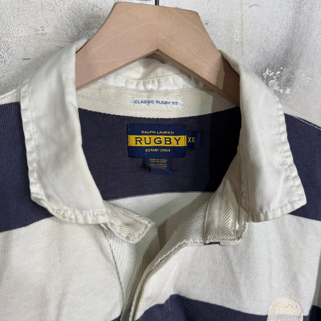 Ralph Lauren Rugby Blue Striped Skull L/S Polo