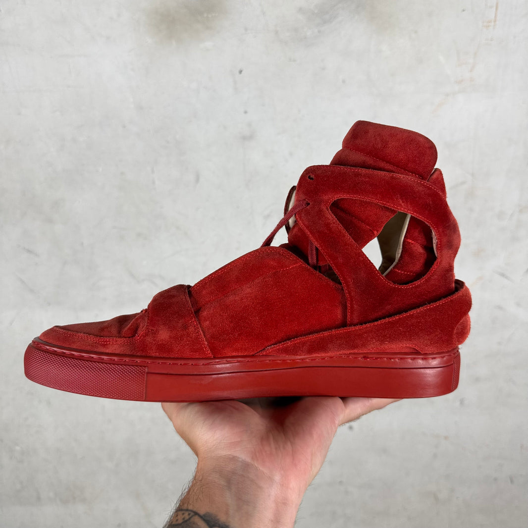 Giuliano Fujiwara Red Suede Skeleton Sneakers