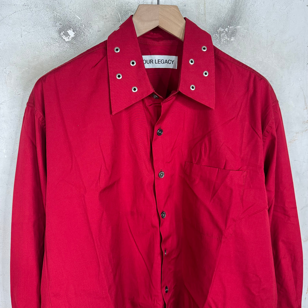 Our Legacy Red Grommeted Above Buttoned Shirt