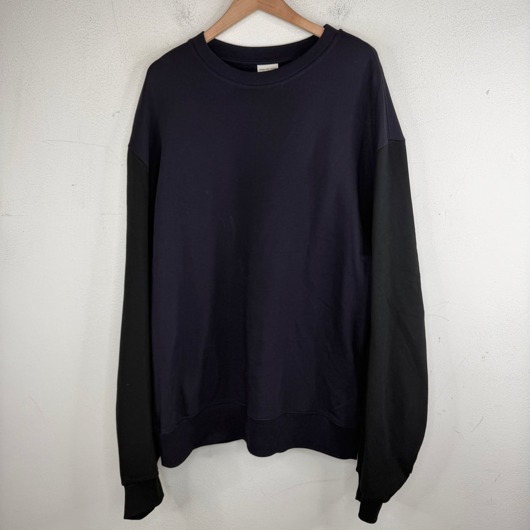 Dries Van Noten Navy Back Zipper Crewneck