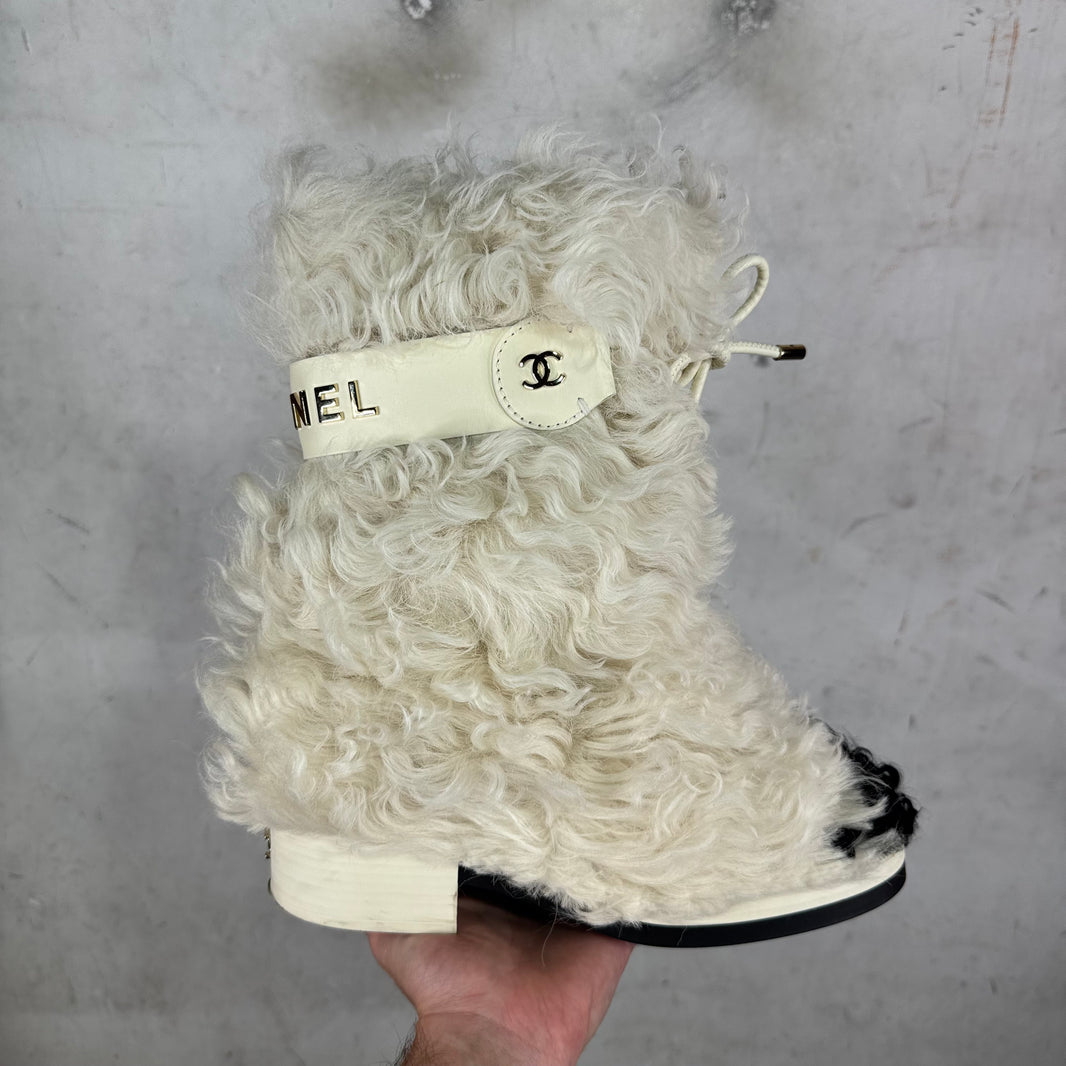 Chanel Shearling Strap Boots