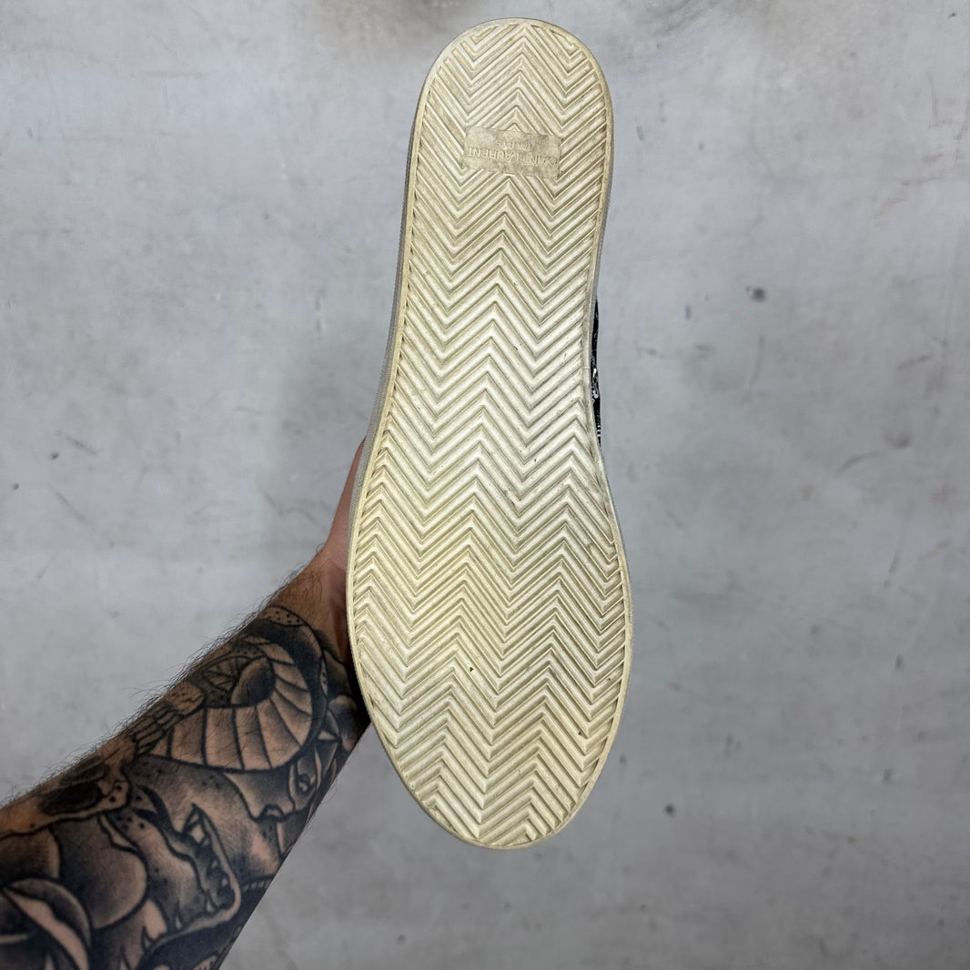 Saint Laurent Patterned Canvas Bedford Skull Sneakers