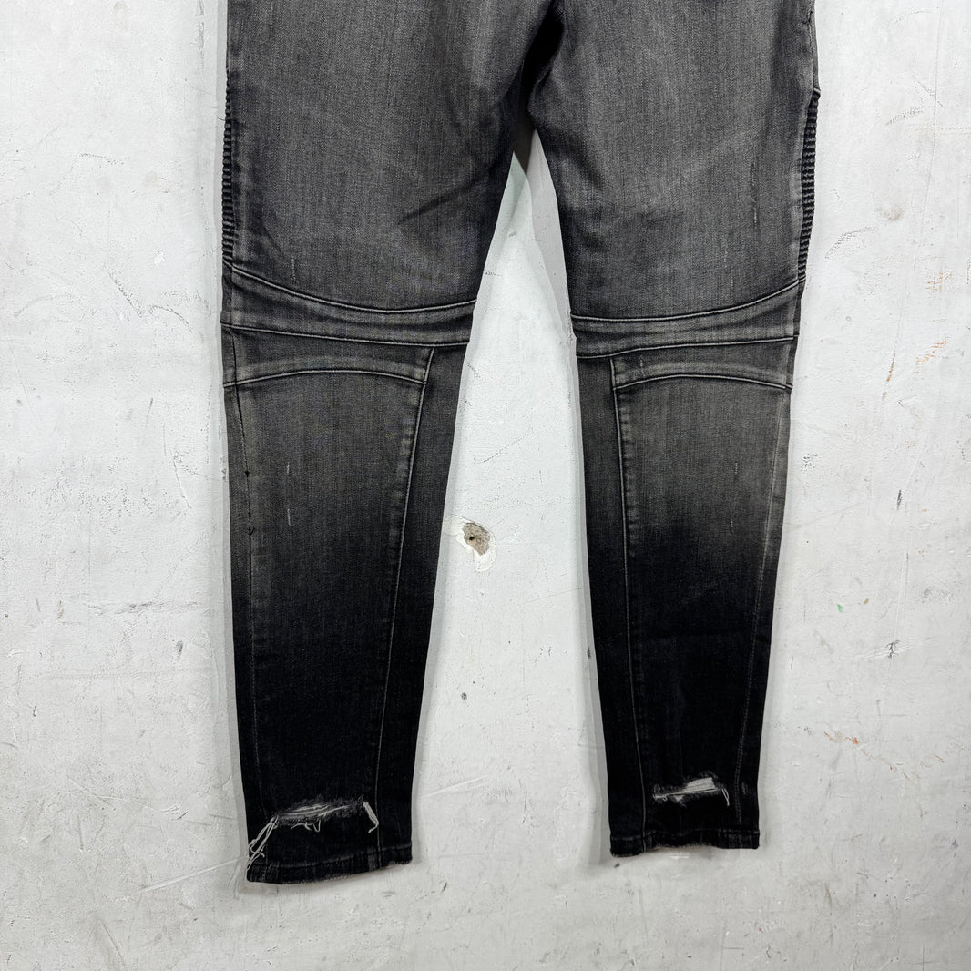 Balmain Altered Distressed Biker Jeans