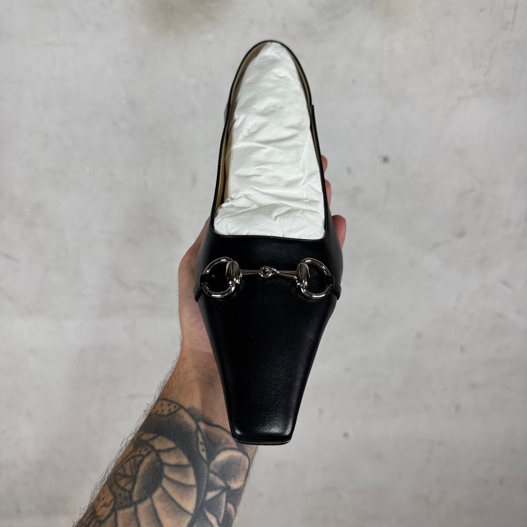 Gucci Black Vittoria Ballet Flats DS