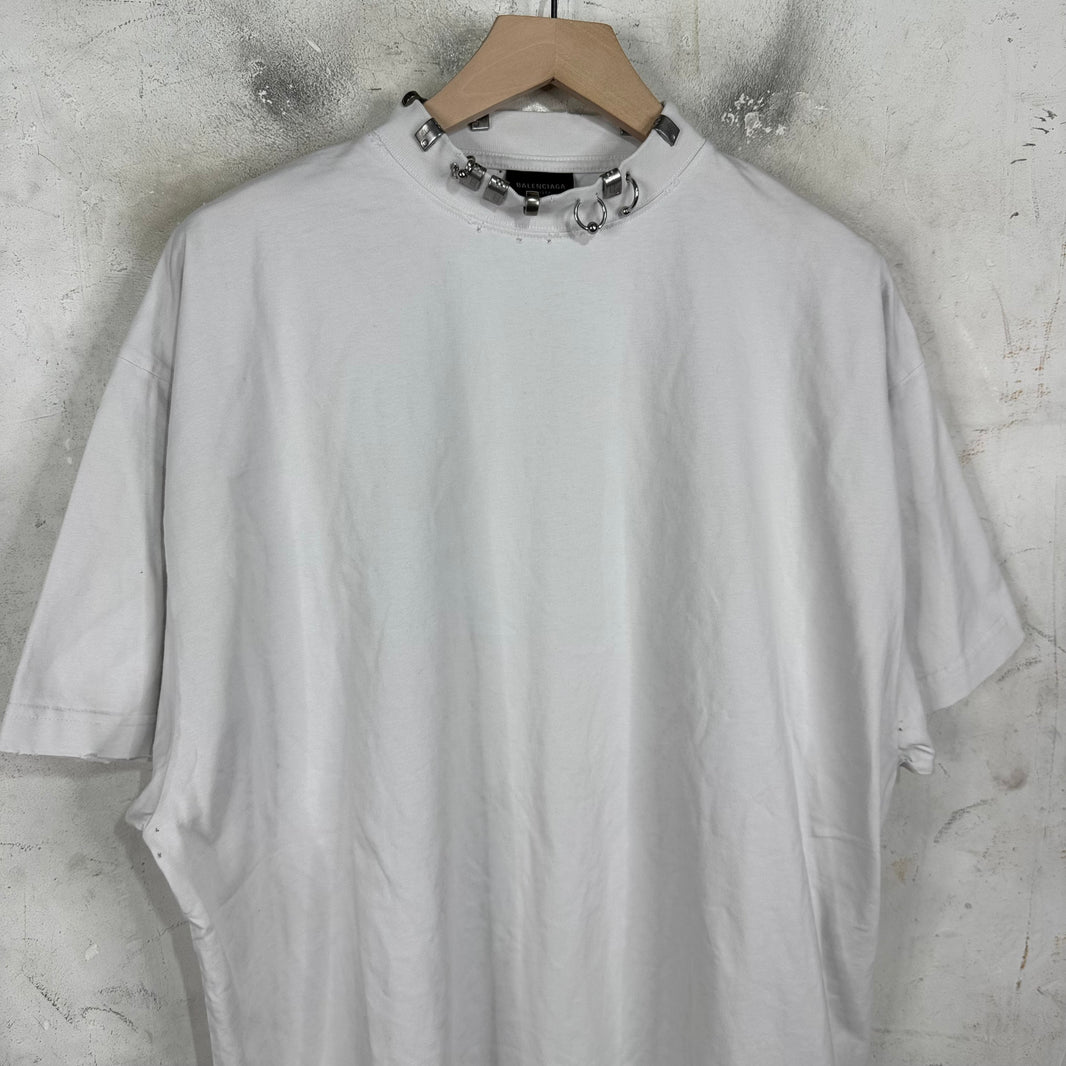 Balenciaga Pierced Collar Distressed T-Shirt