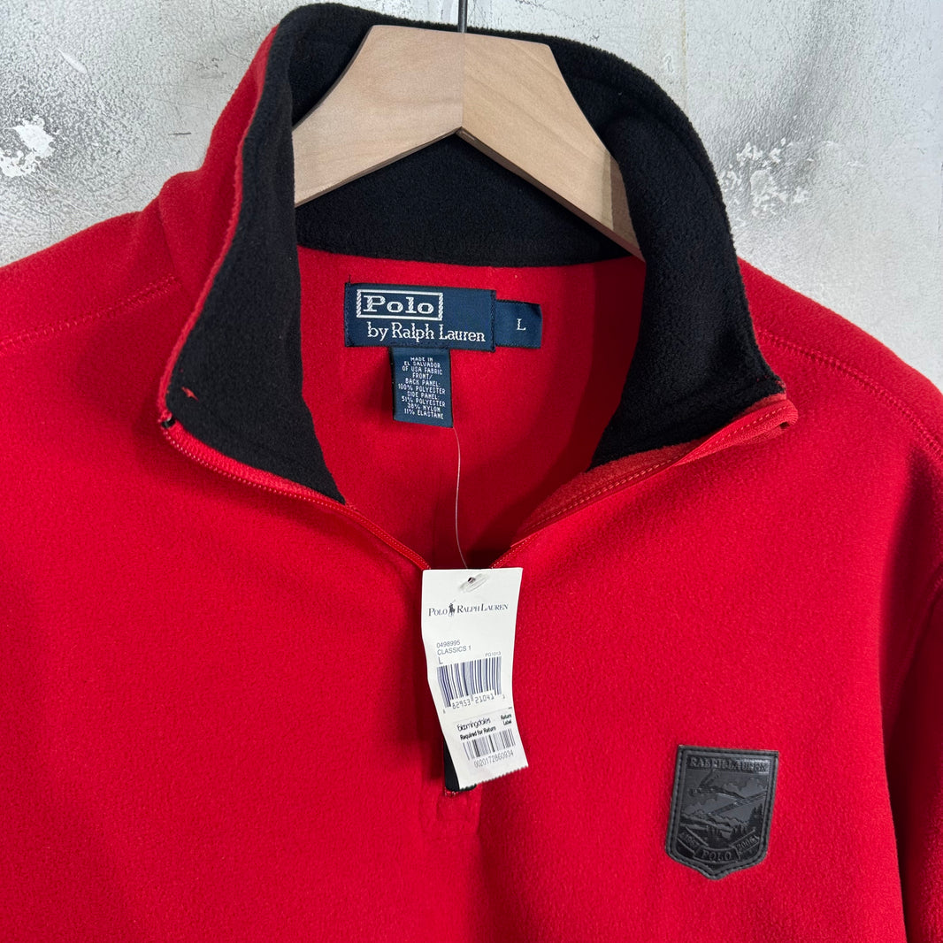 Ralph Lauren Red Fleece Ski Patch 1/4 Zip