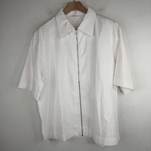 Givenchy White All Over Long Zip Up S/S Shirt