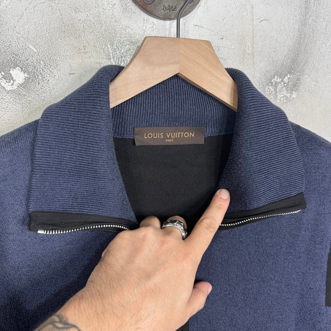 Louis Vuitton Black Trimmed Zip Up Cardigan