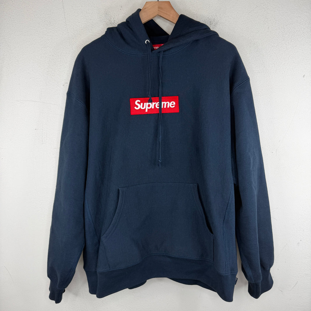 Supreme Navy/Red Box Logo Hoodie