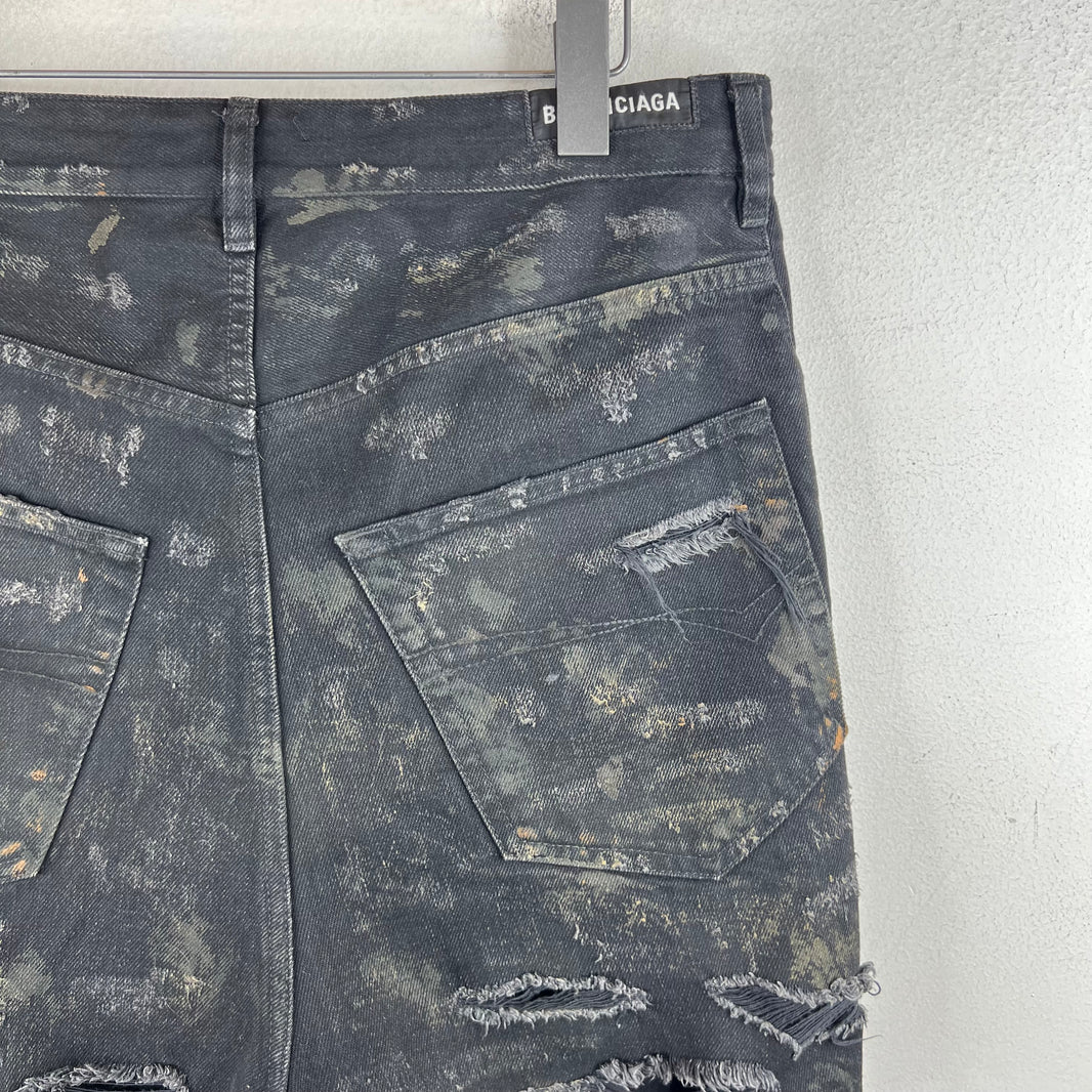 Balenciaga Mud Destroyed Black Jeans