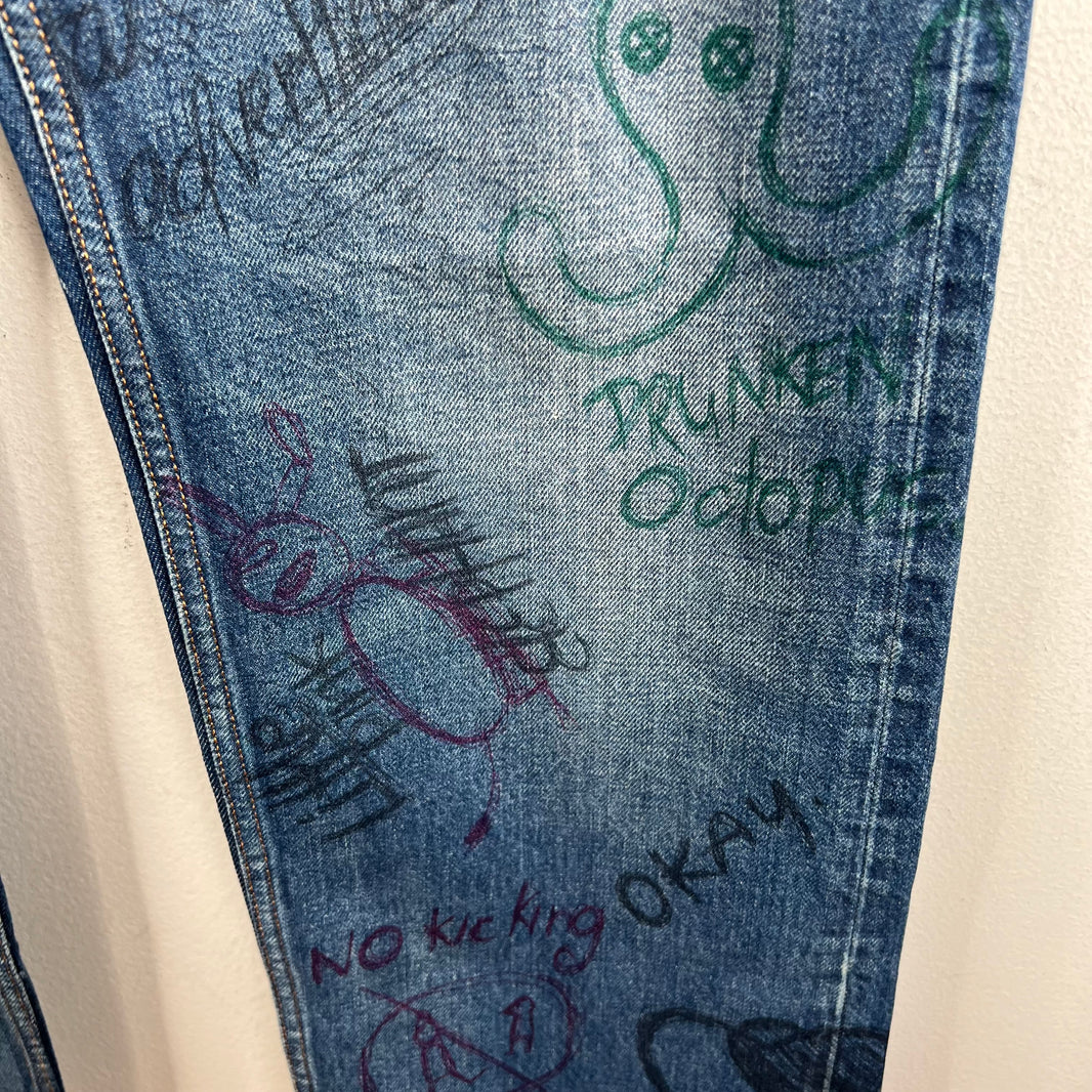 Balenciaga Dark Wash Scribble Jeans
