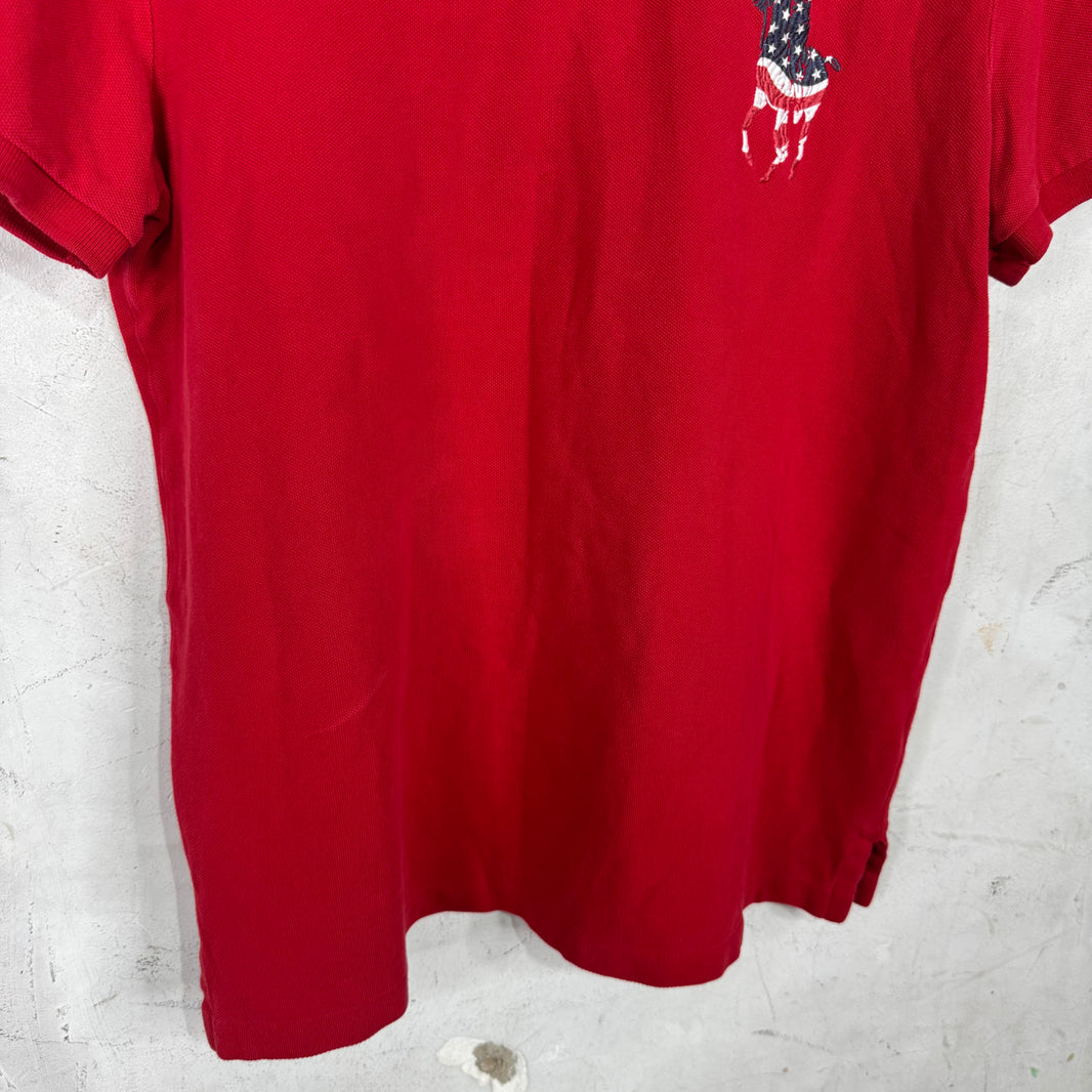 Ralph Lauren Red USA Flag Big Horse Polo