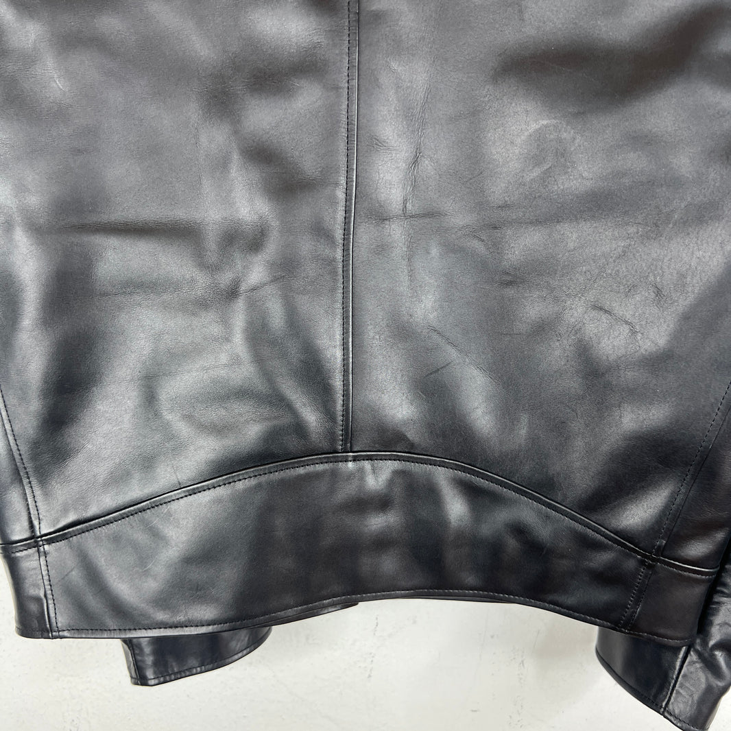 Stussy Leather S Wing Cropped Biker Jacket