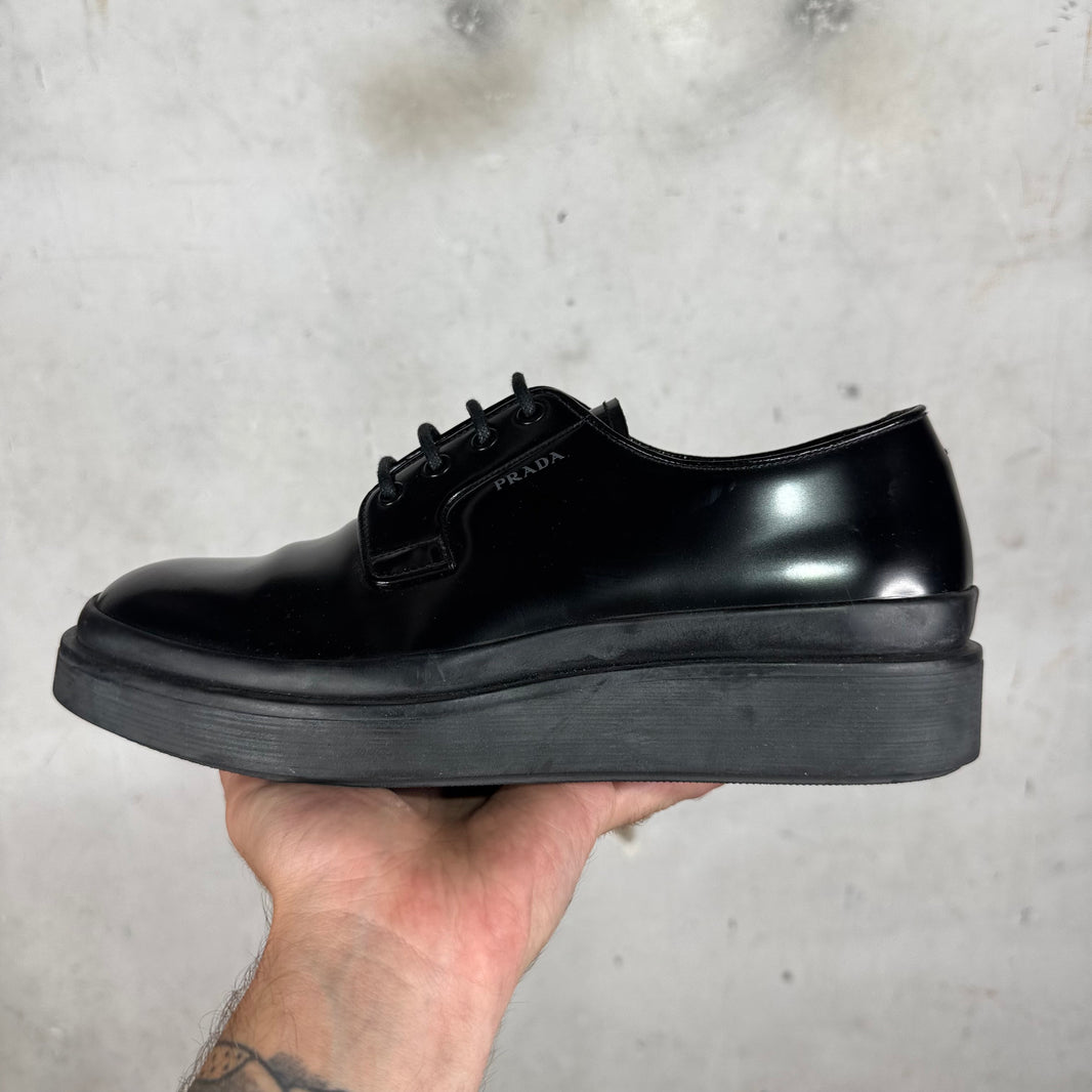 Prada Leather Flat Platform Sole Derbys