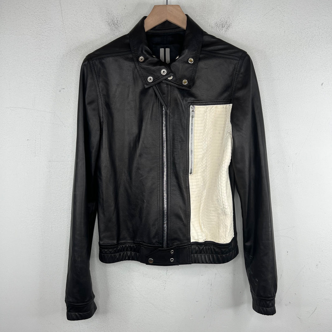 Rick Owens Black Python Leather Moto Jacket