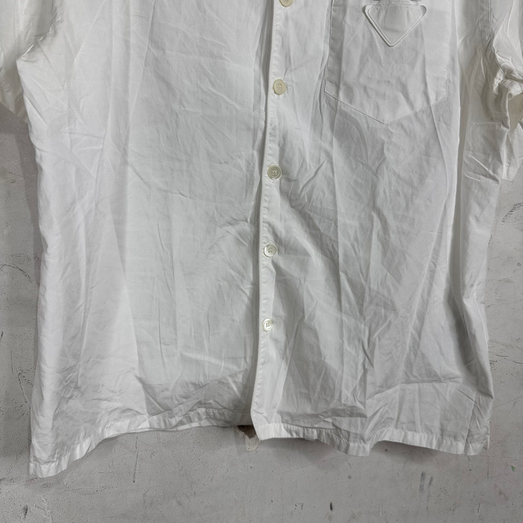 Prada White Triangular Patch S/S Shirt