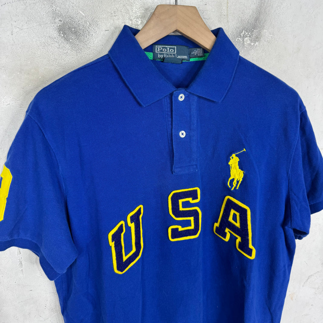 Ralph Lauren Blue/Yellow USA Arc Pony Polo