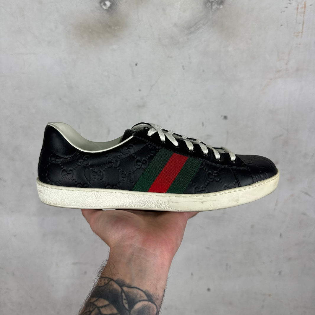 Gucci Black Embossed Monogram Aces