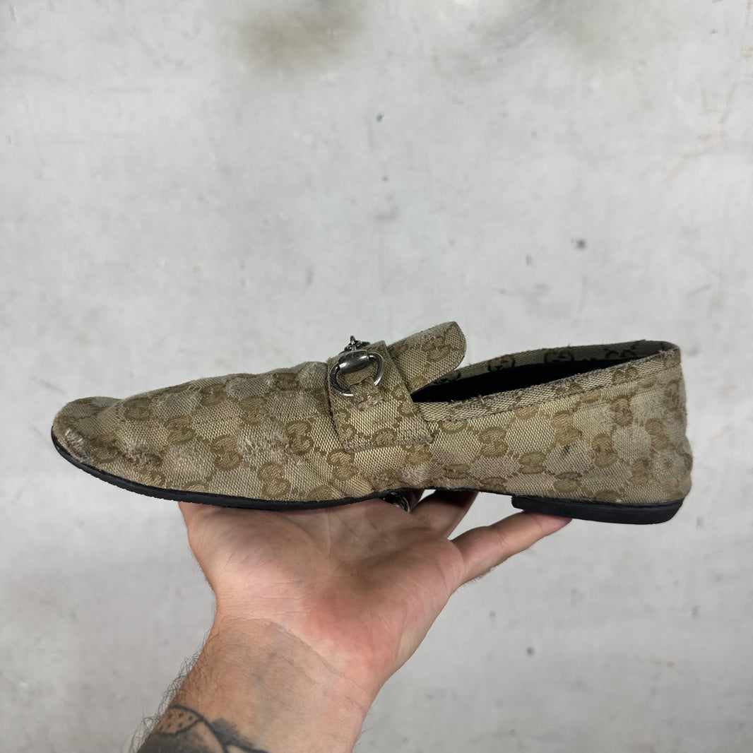 Gucci Monogram Ragazzo Horsebit Mules