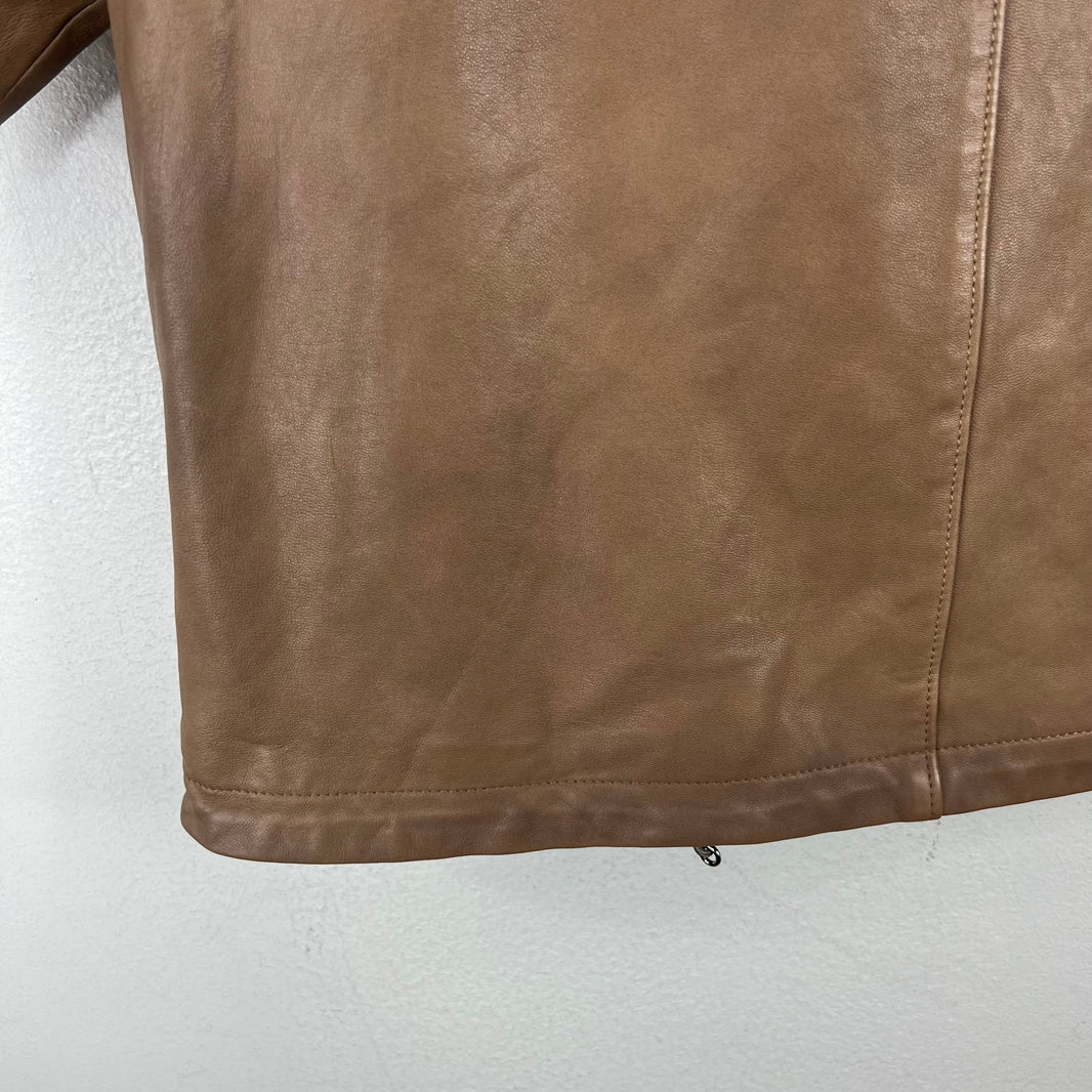 Prada Brown Nappa Lambskin Zip Shirt