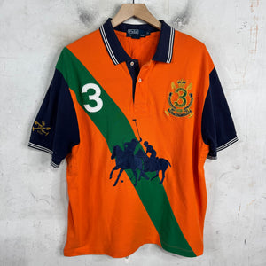 Ralph Lauren Orange/Green Horse Patched #3 Polo