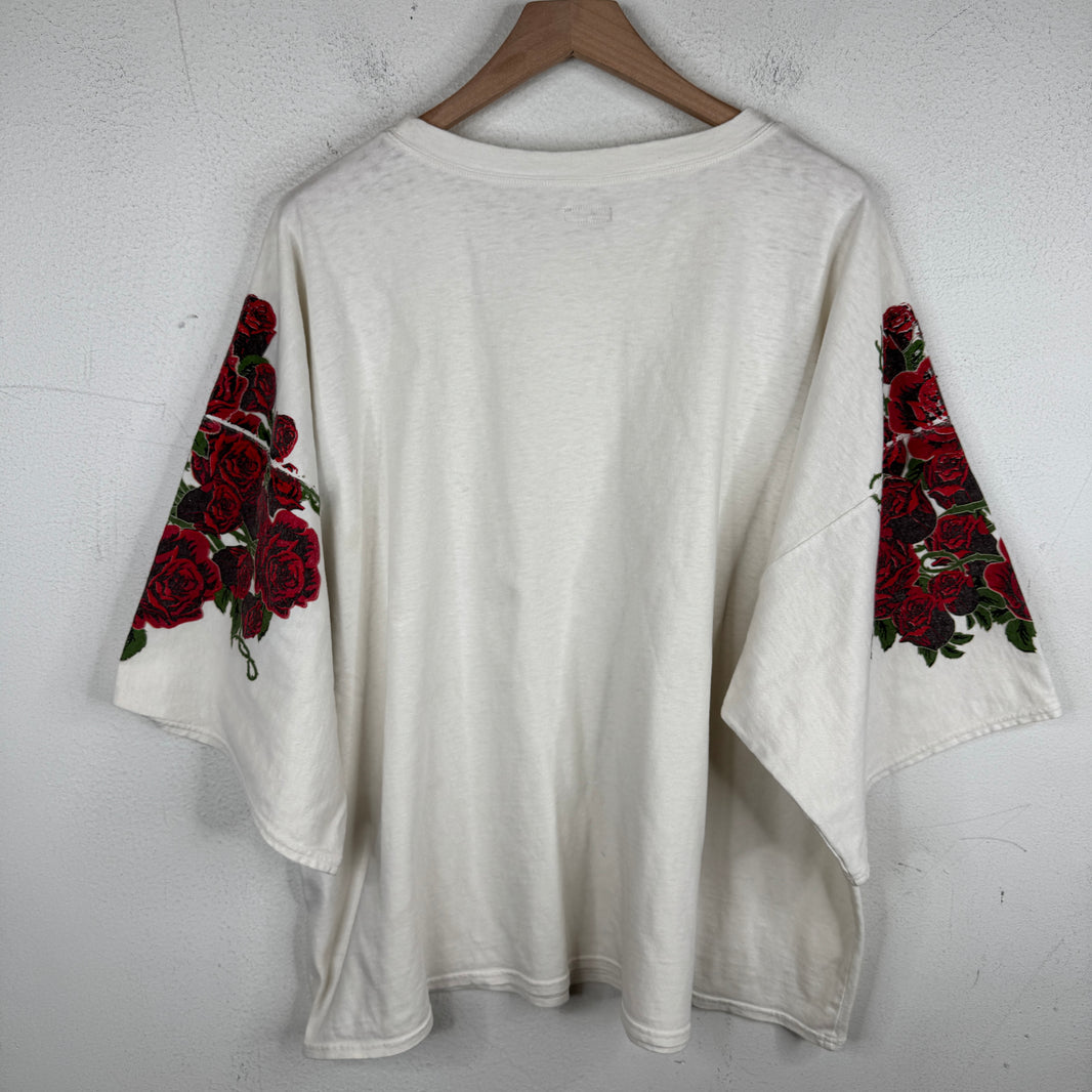 Kapital White Roses Sleeve Print T-Shirt