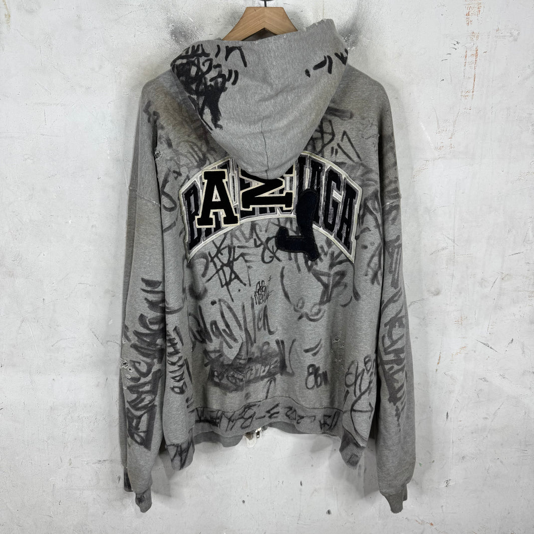 Balenciaga Grey Skater Zip Up Hoodie