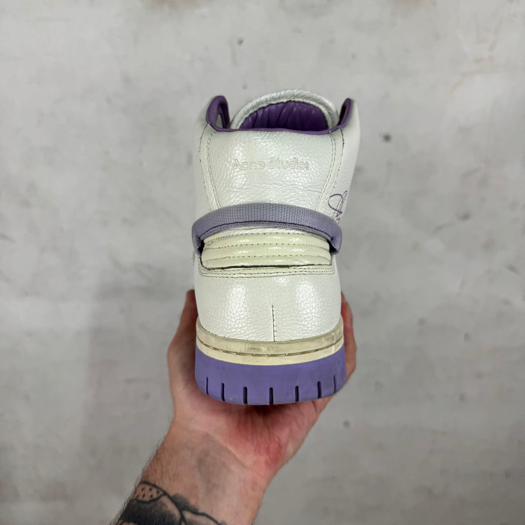 Acne Studios White/ Purple Leather Basketball Sneakers