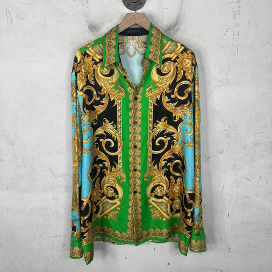 Versace Silk Green Button Up L/S Shirt