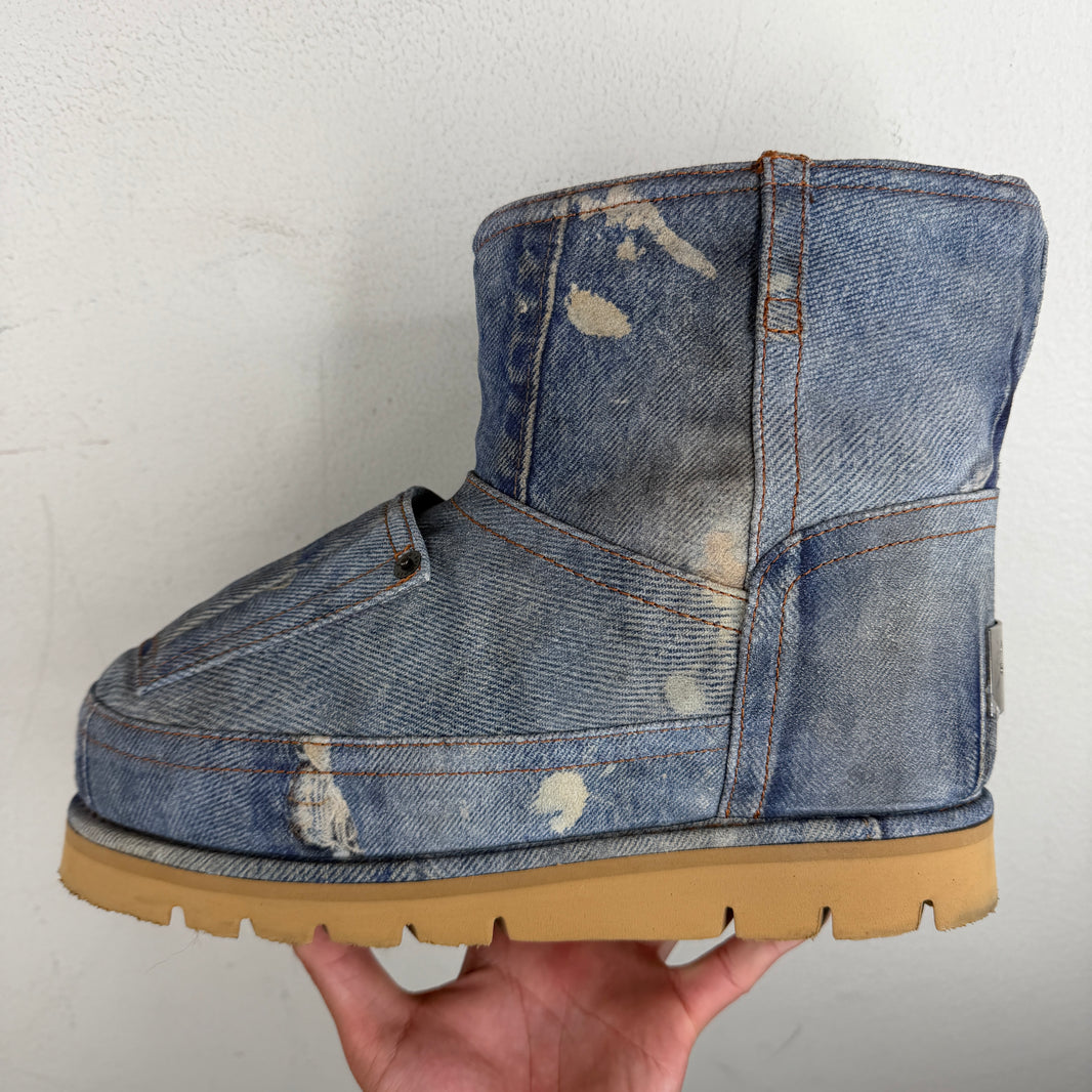 Acne Studios Batter Low Denim Print Boots