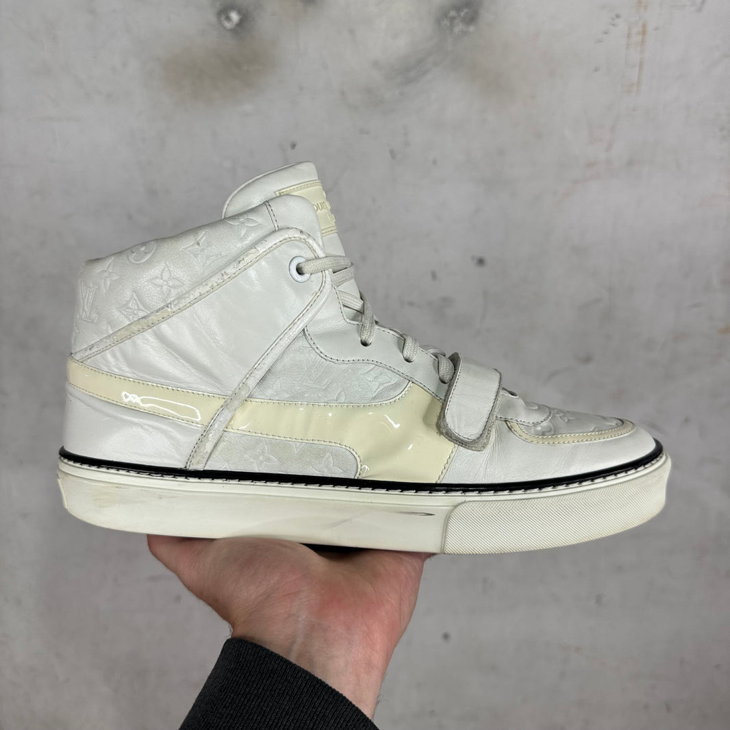 Louis Vuitton White Straped Monogram Patent Sneakers
