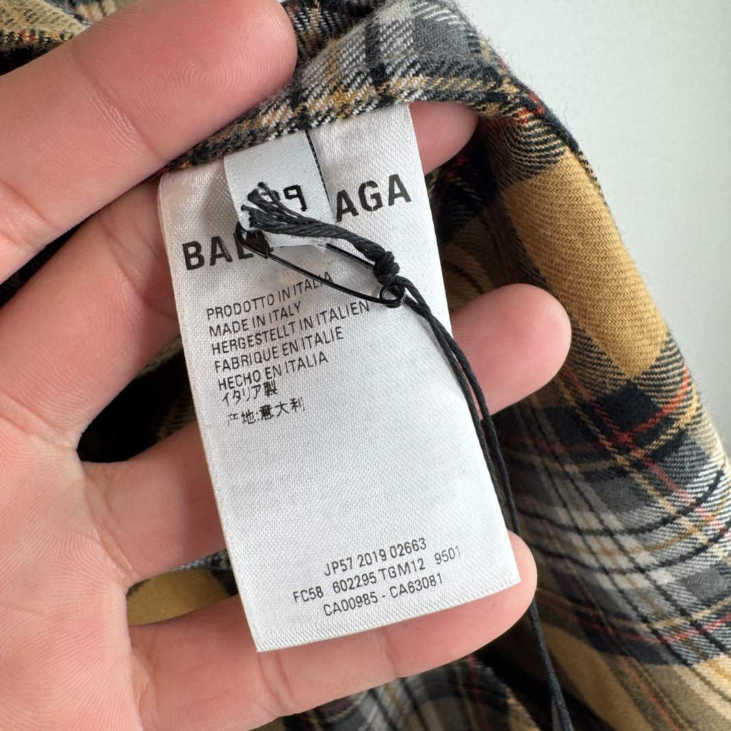Balenciaga Beige Plaid Button Up Shirt