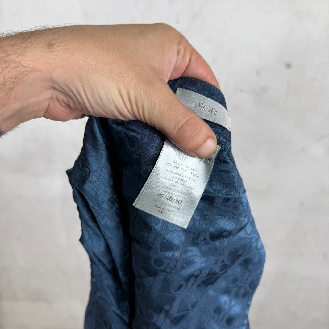 Dior Navy Silk Oblique Pants