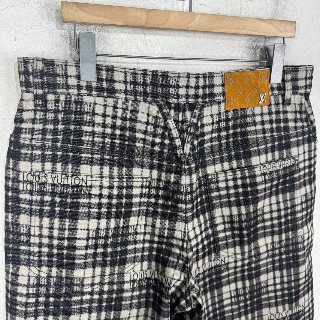 Louis Vuitton Plaid Type Logo Shorts
