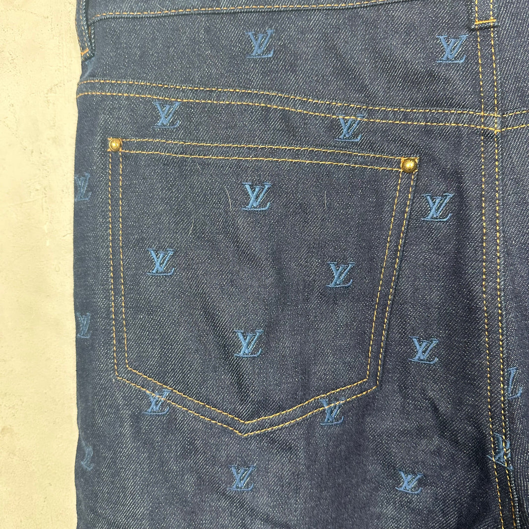 Louis Vuitton Dark Wash Monogram Blue Jeans