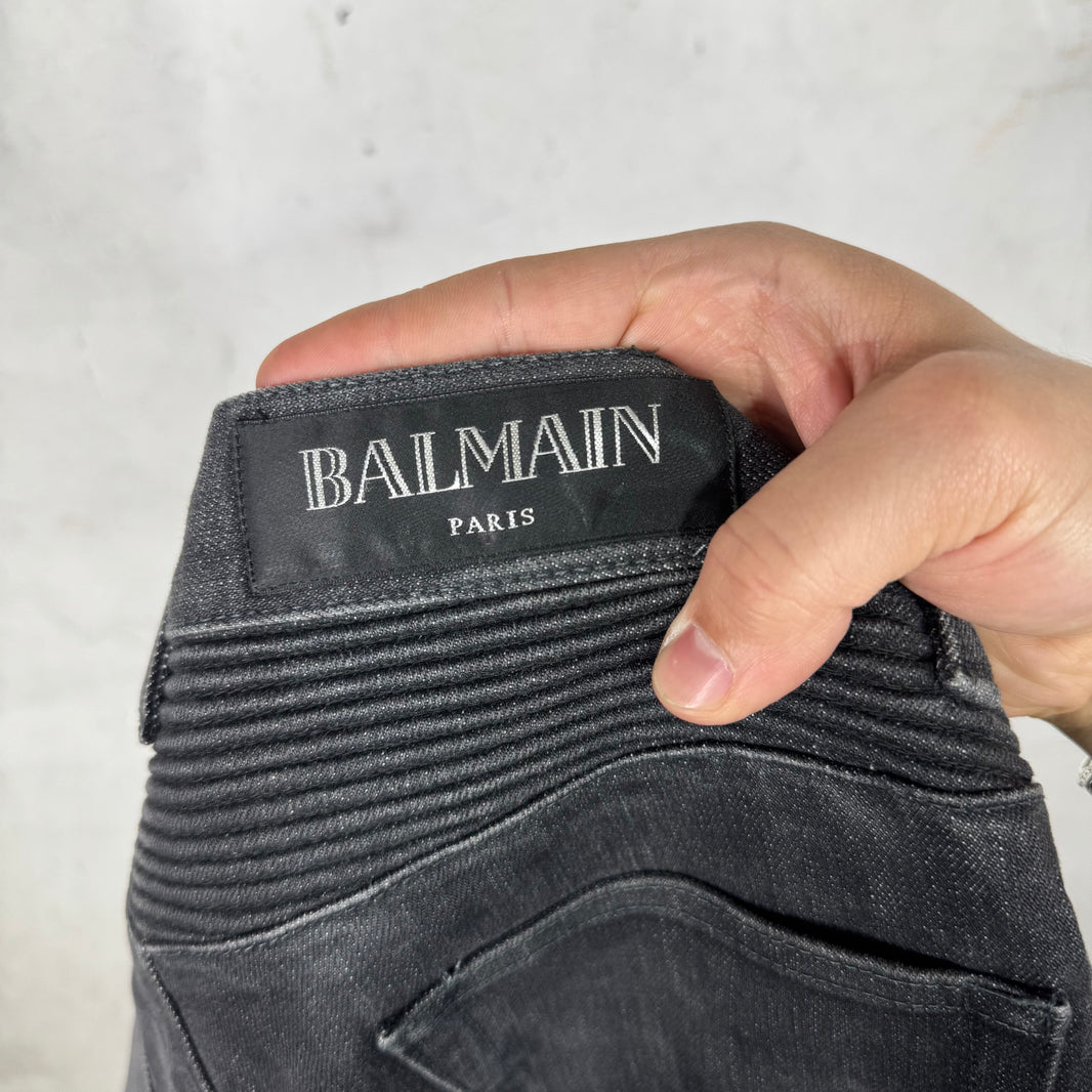 Balmain Dark Grey Biker Jeans