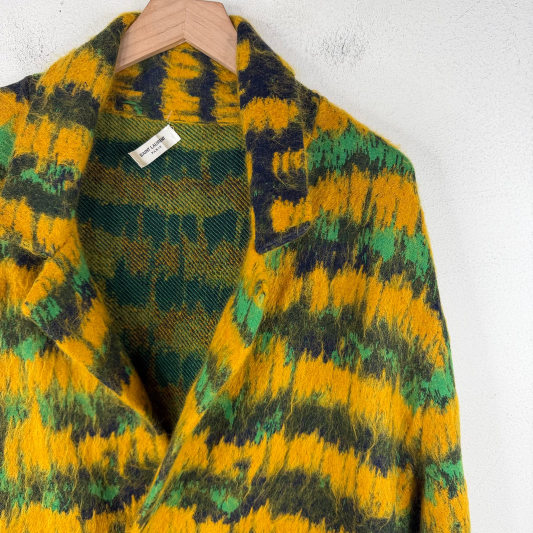 Saint Laurent Yellow Mohair Striped Cardigan