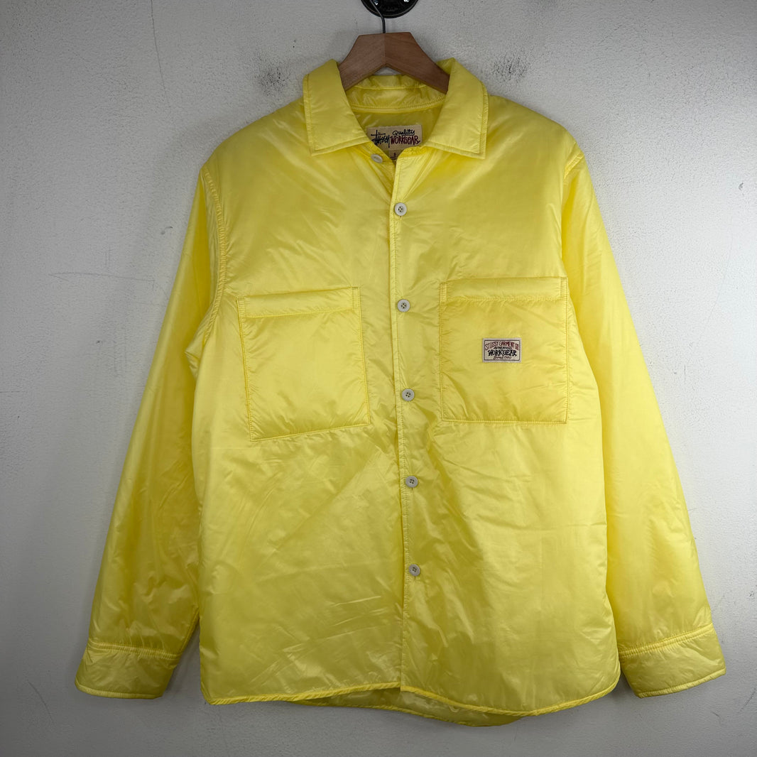 Stussy Yellow Padded Nylon Button Up Chore Jacket