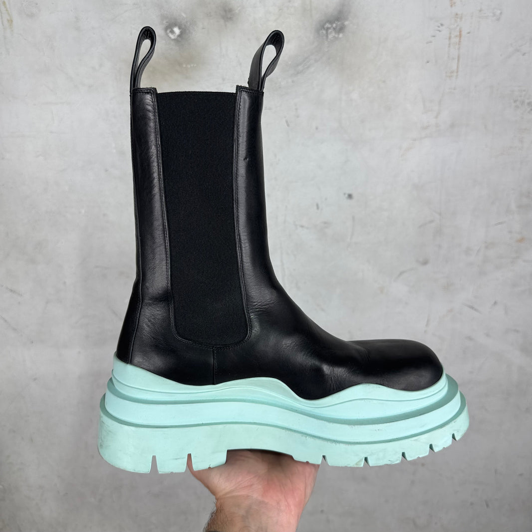 Bottega Veneta Teal Sole Lug Chelsea Boots