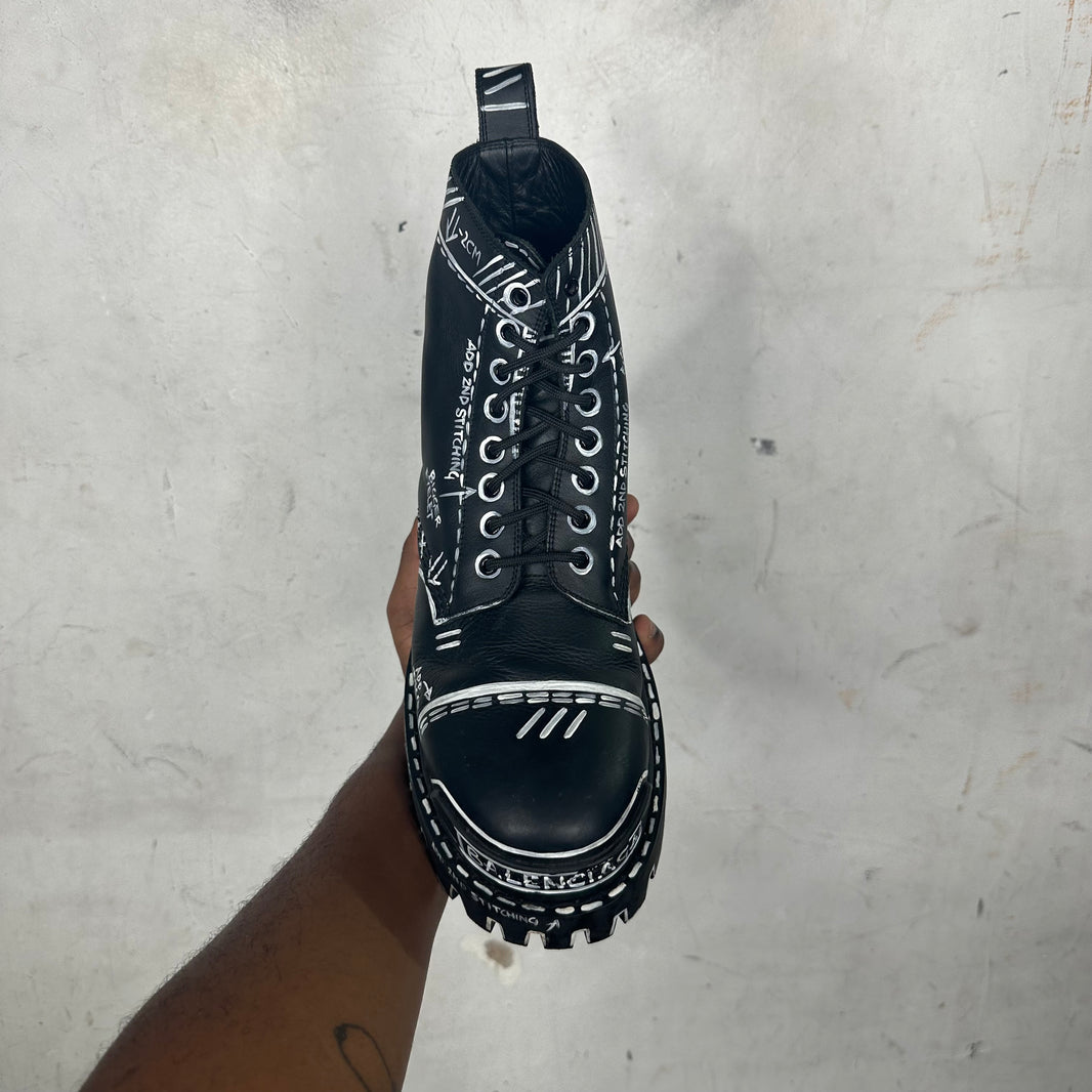 Balenciaga Sketch Leather Strike Boots
