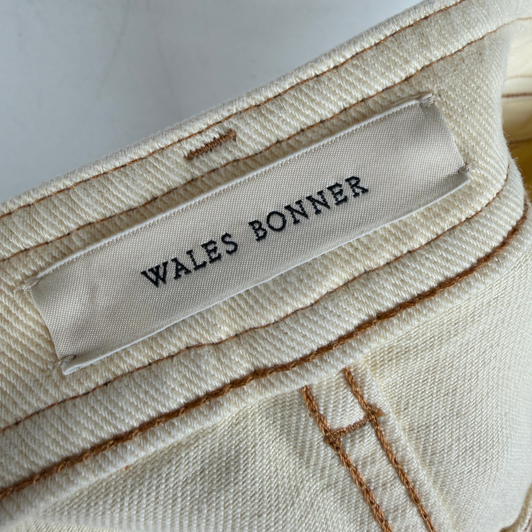 Wales Bonner Cream Contrast Stitch Trousers