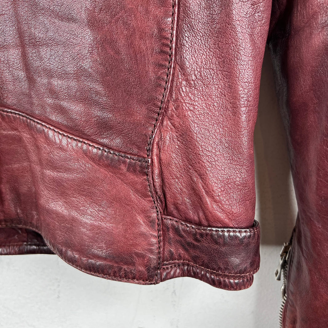 Balmain Lambskin Burgundy Perfecto Jacket