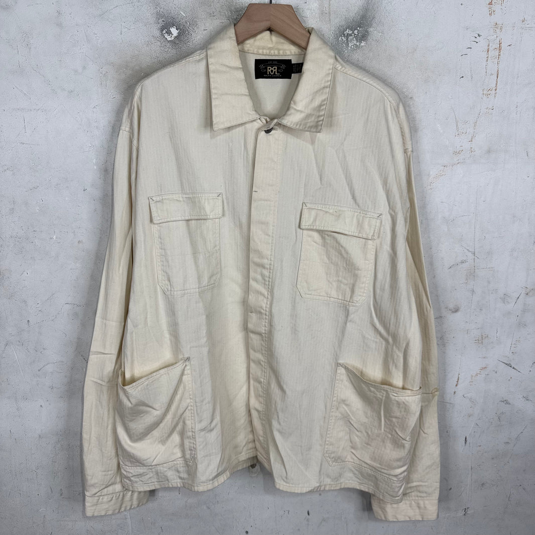RRL Cream Herringbone Chore Jacket
