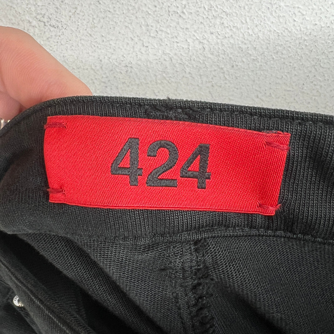 424 Black Crest Cargo Shorts