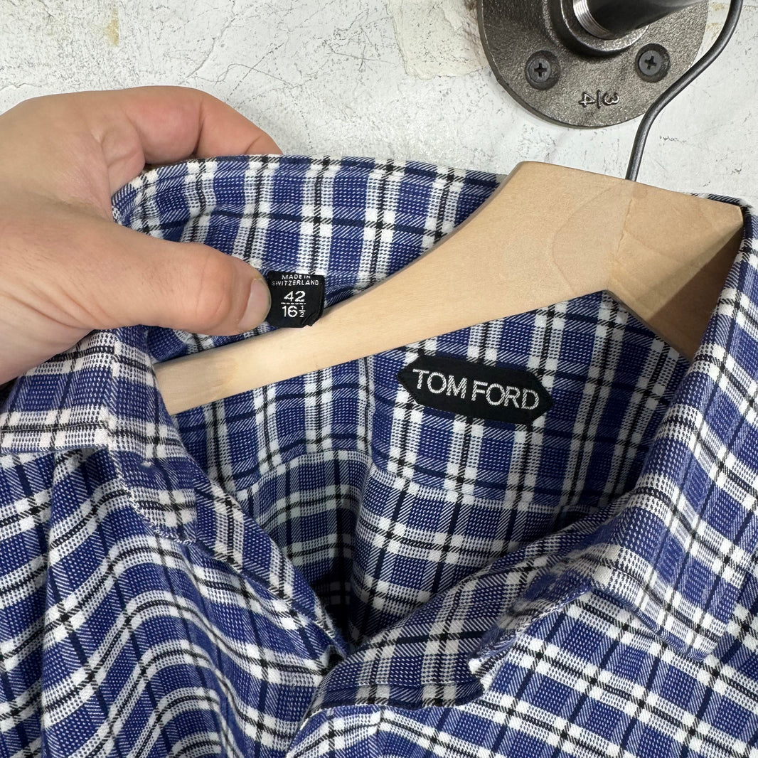 Tom Ford Blue Plaid Flannel Shirt