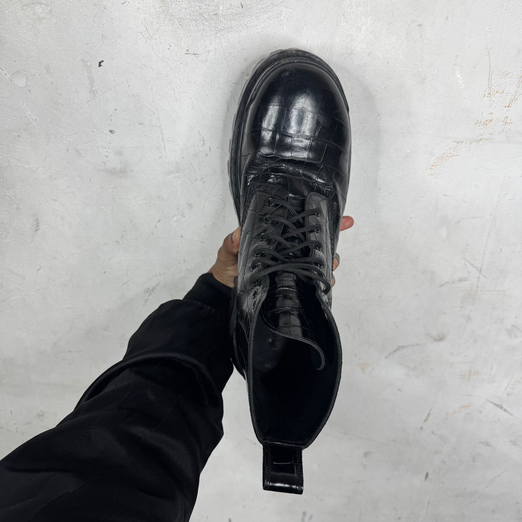 Balenciaga Croc Leather Strike Boots