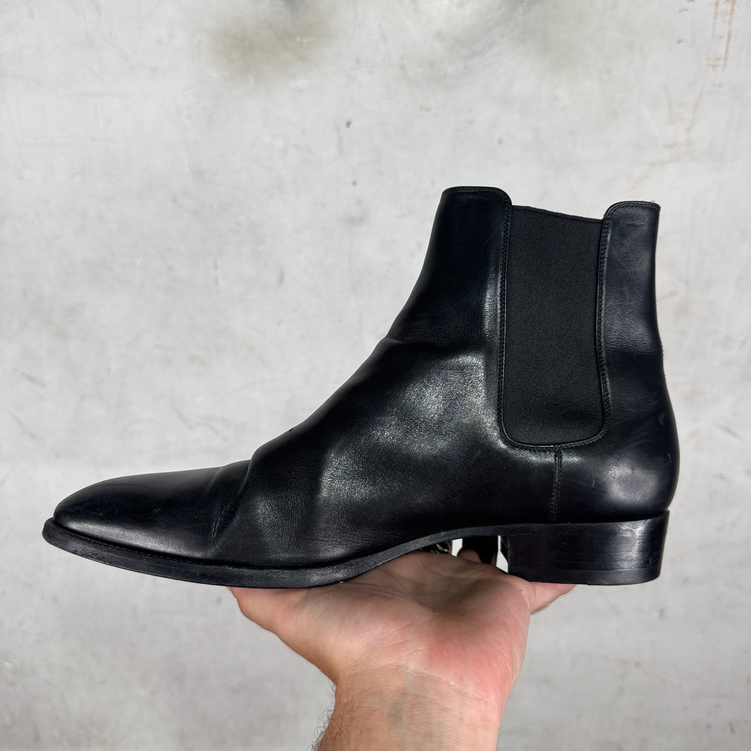Saint Laurent Black Leather Wyatt Boots