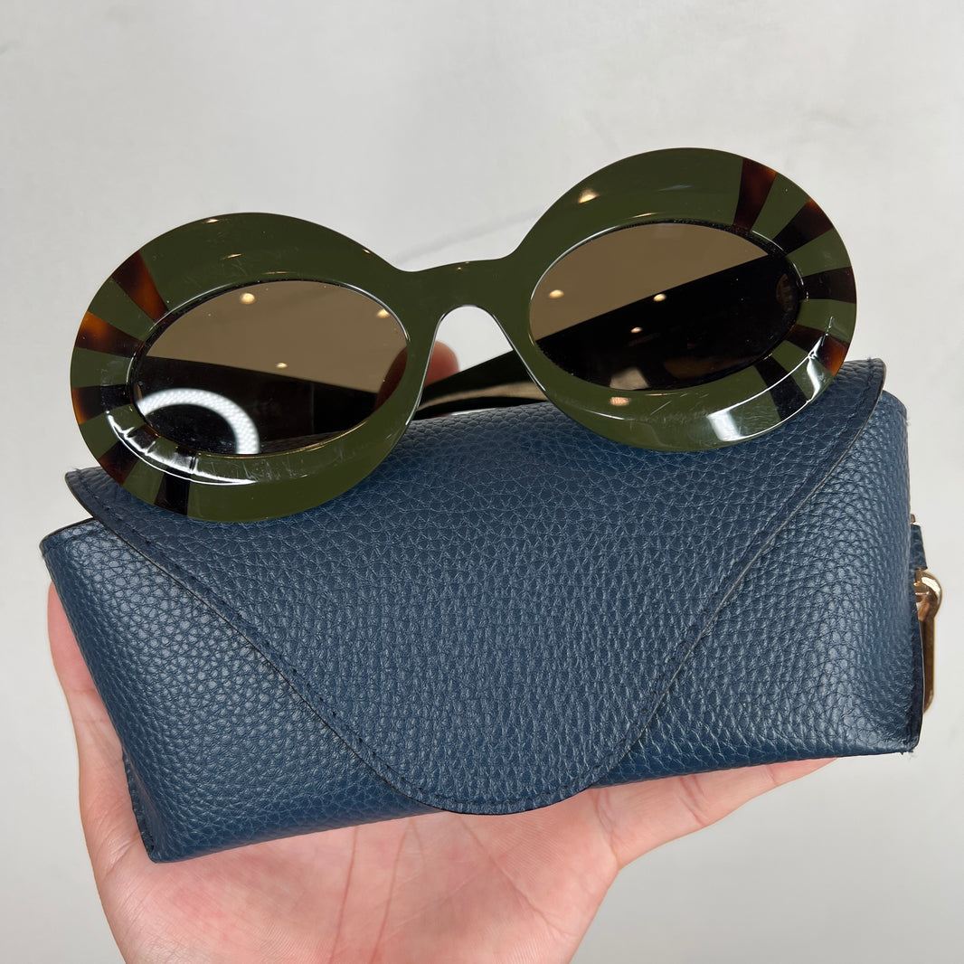 Loewe Striped Round Acetate Sunglasses