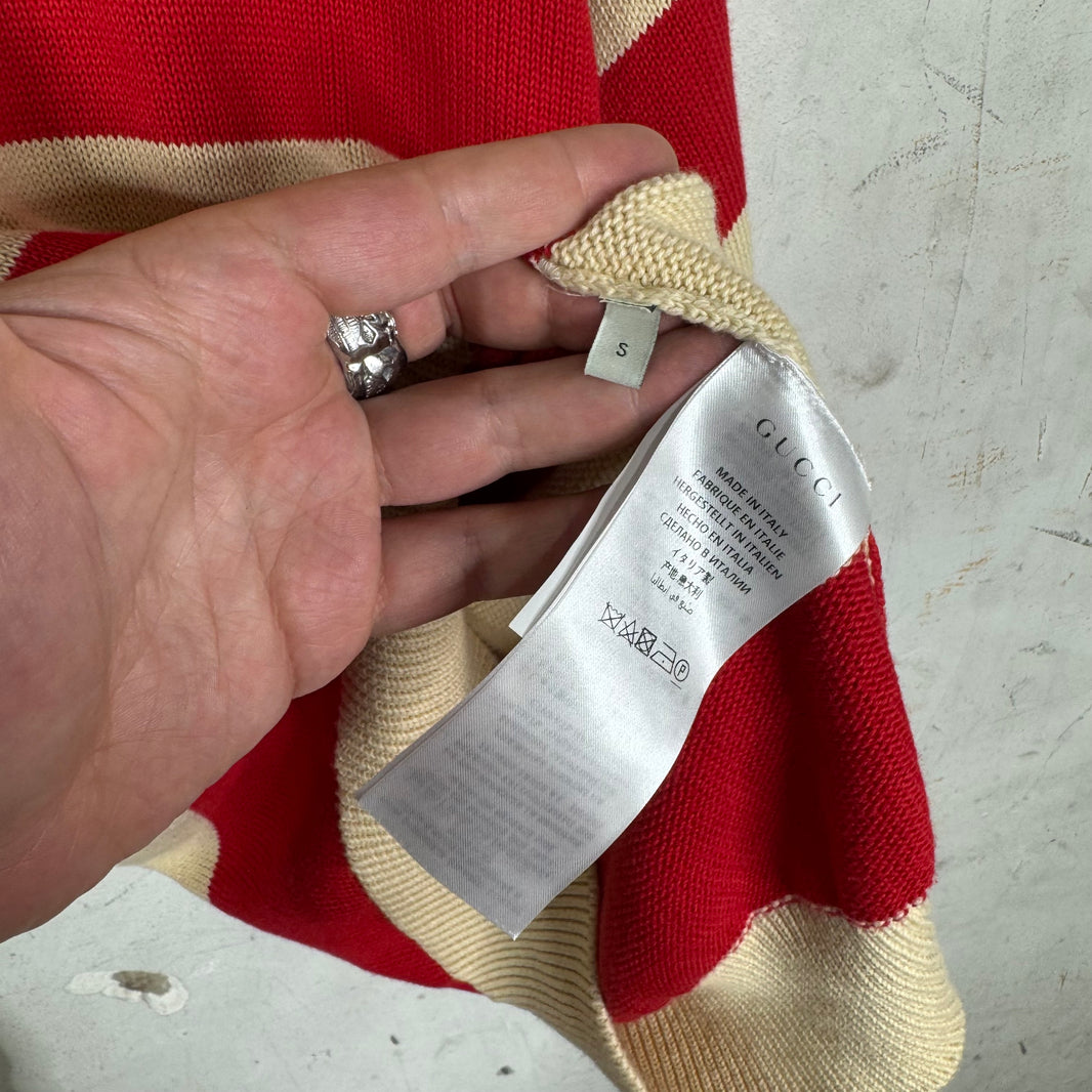 Gucci Striped Logo Knit Polo Sweater