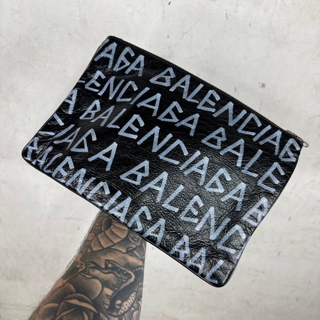 Balenciaga Grafitti Leather Pouch